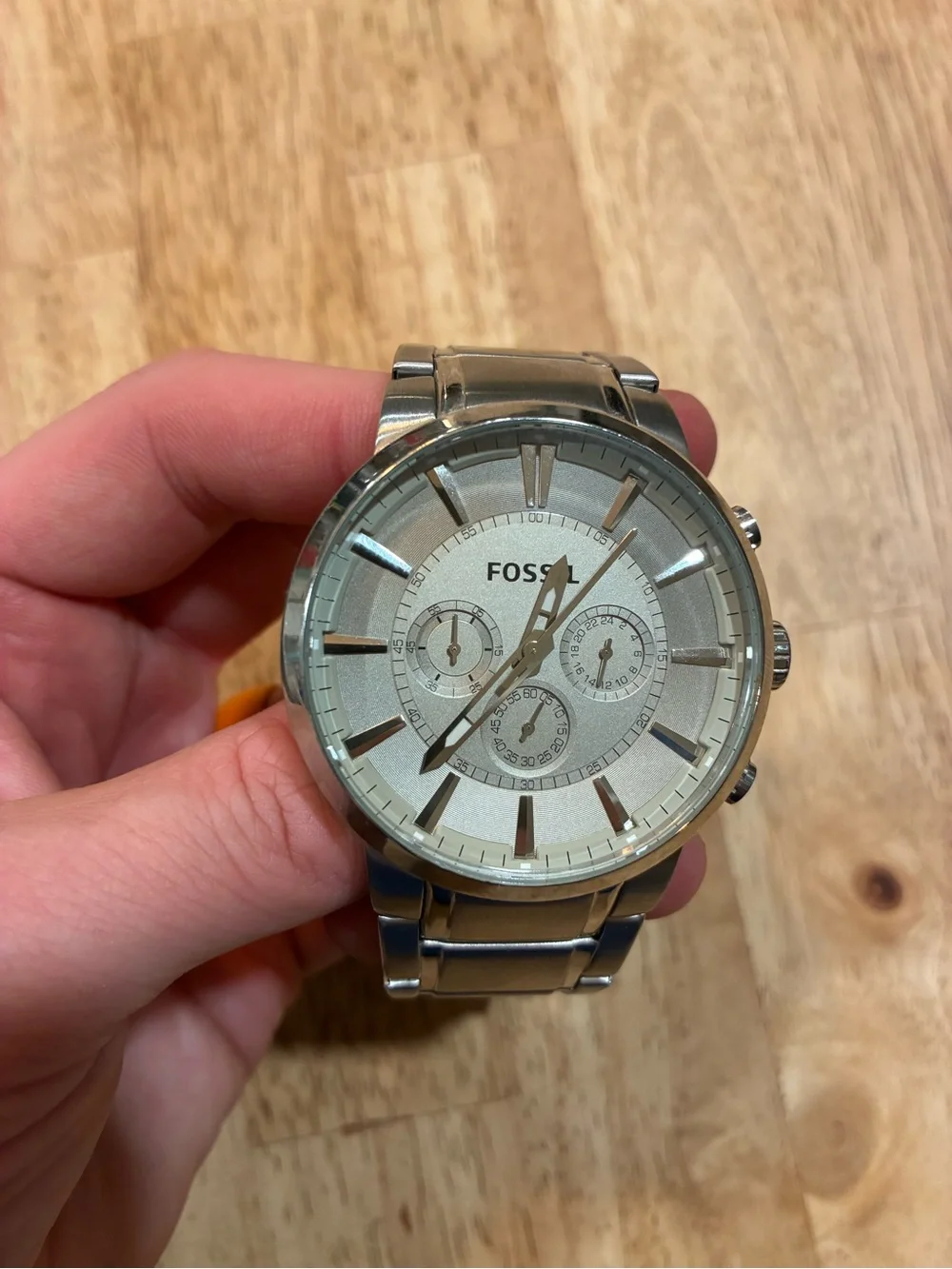 FOSSIL Gent's Wristwatch FS-4359 (P04024421) Silver Chronograph Large Watch